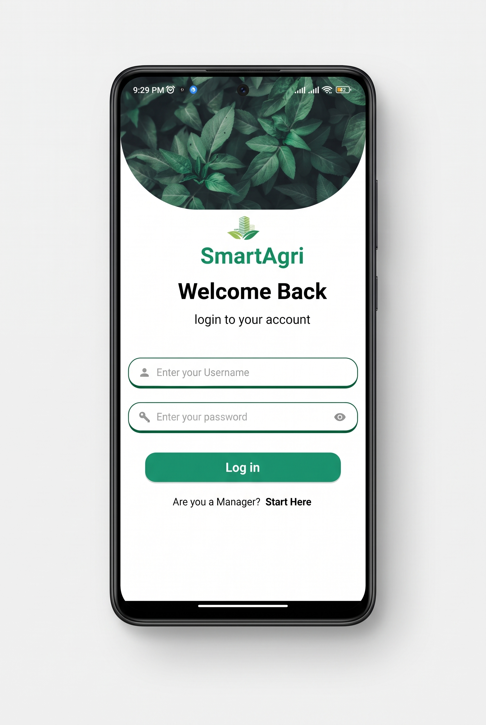 SmartAgri app promotional banner showing IoT farming features and mobile screens